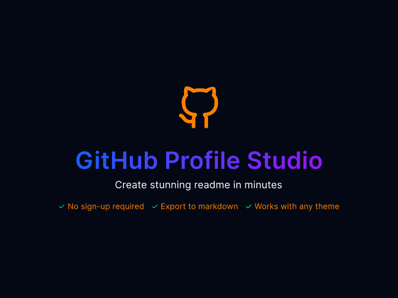 GitHub Profile Studio — README Generator Tool